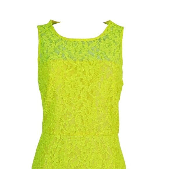 J.Crew Factory Womens Sleeveless Neon Yellow Lace Sheath Dress Size 2 NWT - Picture 2 of 8